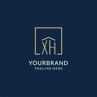 Initial XH square lines logo, modern and luxury real estate logo design vector