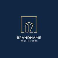 Initial QZ square lines logo, modern and luxury real estate logo design vector