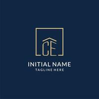 Initial CE square lines logo, modern and luxury real estate logo design vector