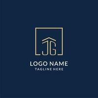 Initial JG square lines logo, modern and luxury real estate logo design vector