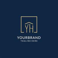 Initial YH square lines logo, modern and luxury real estate logo design vector