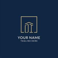 Initial DI square lines logo, modern and luxury real estate logo design vector