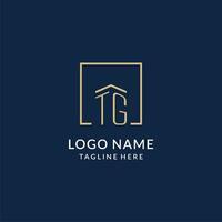 Initial TG square lines logo, modern and luxury real estate logo design vector