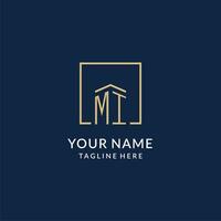 Initial MI square lines logo, modern and luxury real estate logo design vector