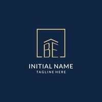 Initial BE square lines logo, modern and luxury real estate logo design vector