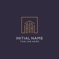 Initial BR logo with square lines, luxury and elegant real estate logo design vector