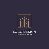 Initial UB logo with square lines, luxury and elegant real estate logo design vector