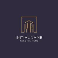 Initial YR logo with square lines, luxury and elegant real estate logo design vector