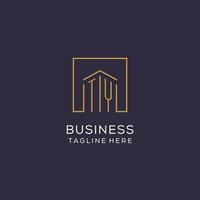 Initial TY logo with square lines, luxury and elegant real estate logo design vector