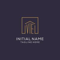 Initial VE logo with square lines, luxury and elegant real estate logo design vector