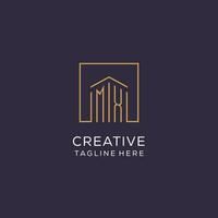 Initial MX logo with square lines, luxury and elegant real estate logo design vector