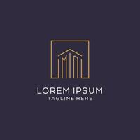 Initial MN logo with square lines, luxury and elegant real estate logo design vector