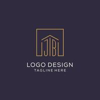 Initial JB logo with square lines, luxury and elegant real estate logo design vector