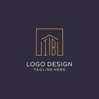 Initial IB logo with square lines, luxury and elegant real estate logo design vector