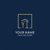 Initial YI square lines logo, modern and luxury real estate logo design vector