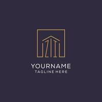 Initial ZI logo with square lines, luxury and elegant real estate logo design vector