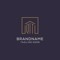 Initial QT logo with square lines, luxury and elegant real estate logo design vector