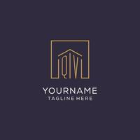 Initial QV logo with square lines, luxury and elegant real estate logo design vector