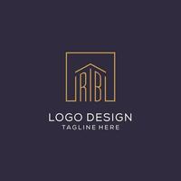 Initial RB logo with square lines, luxury and elegant real estate logo design vector