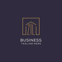 Initial ZL logo with square lines, luxury and elegant real estate logo design vector