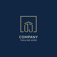 Initial QJ square lines logo, modern and luxury real estate logo design vector