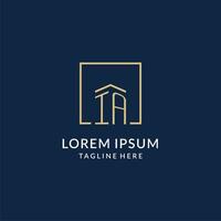 Initial IA square lines logo, modern and luxury real estate logo design vector