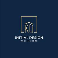 Initial KQ square lines logo, modern and luxury real estate logo design vector