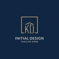 Initial KD square lines logo, modern and luxury real estate logo design vector