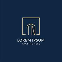 Initial TN square lines logo, modern and luxury real estate logo design vector