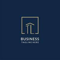 Initial TL square lines logo, modern and luxury real estate logo design vector