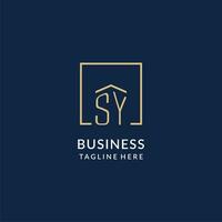 Initial SY square lines logo, modern and luxury real estate logo design vector