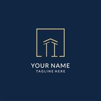 Initial TI square lines logo, modern and luxury real estate logo design vector