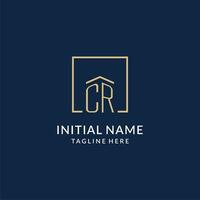 Initial CR square lines logo, modern and luxury real estate logo design vector