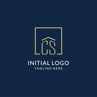 inicial cs cuadrado líneas logo, moderno y lujo real inmuebles logo diseño vector