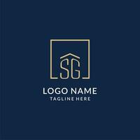 Initial SG square lines logo, modern and luxury real estate logo design vector