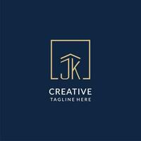 Initial JK square lines logo, modern and luxury real estate logo design vector