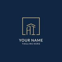 Initial AI square lines logo, modern and luxury real estate logo design vector