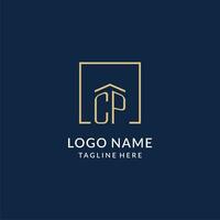 Initial CP square lines logo, modern and luxury real estate logo design vector