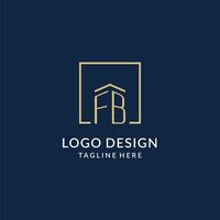 Initial FB square lines logo, modern and luxury real estate logo design vector