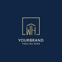 Initial WH square lines logo, modern and luxury real estate logo design vector