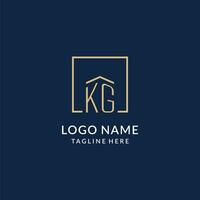 Initial KG square lines logo, modern and luxury real estate logo design vector