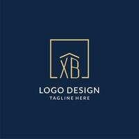 inicial xb cuadrado líneas logo, moderno y lujo real inmuebles logo diseño vector