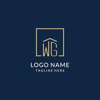 inicial wg cuadrado líneas logo, moderno y lujo real inmuebles logo diseño vector