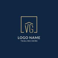 Initial VG square lines logo, modern and luxury real estate logo design vector