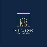 Initial WS square lines logo, modern and luxury real estate logo design vector