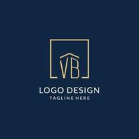 inicial vb cuadrado líneas logo, moderno y lujo real inmuebles logo diseño vector