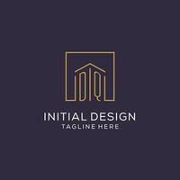 Initial DQ logo with square lines, luxury and elegant real estate logo design vector