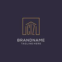 Initial CZ logo with square lines, luxury and elegant real estate logo design vector