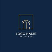 inicial ic cuadrado líneas logo, moderno y lujo real inmuebles logo diseño vector