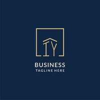 Initial IY square lines logo, modern and luxury real estate logo design vector